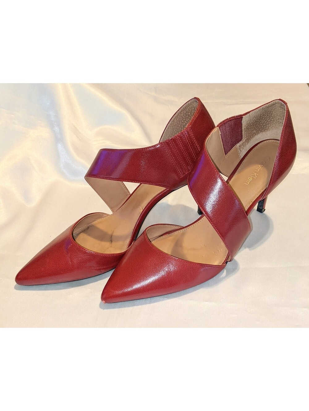 Calvin Klein GELLA Women's Burgundy Leather Pumps Heels Size 8